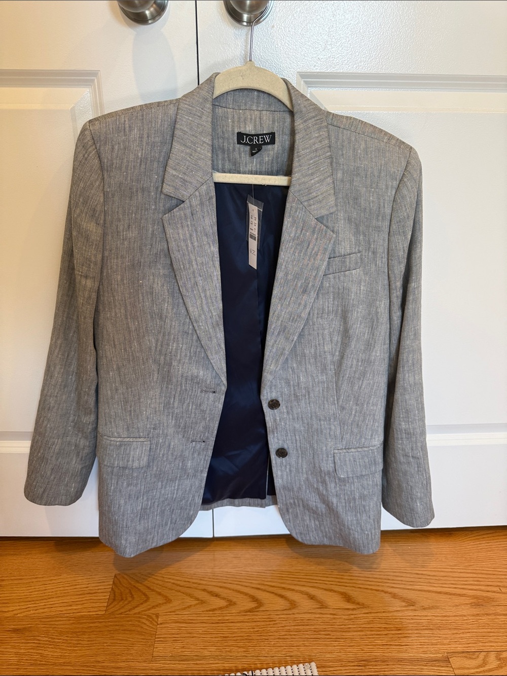 J. Crew Gray Linen-Blend Notch Lapel Blazer